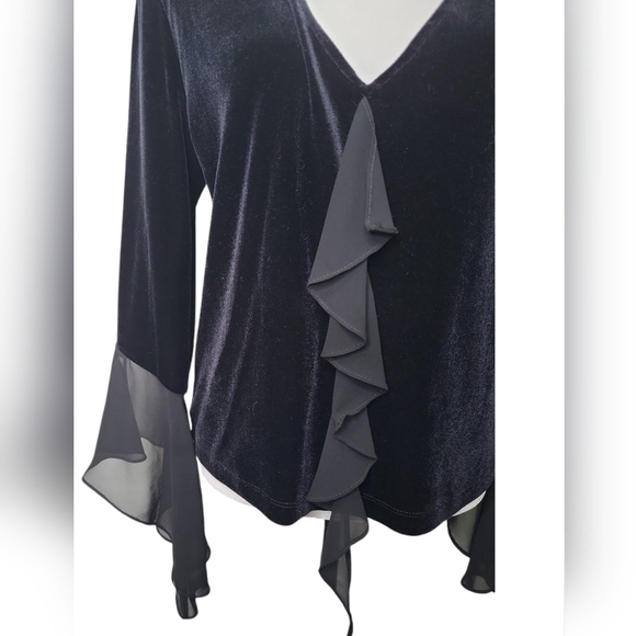 Vintage Dress Barn Collection Women's Pants Suit Size 12 Velour Black Side Zip - Picture 4 of 12